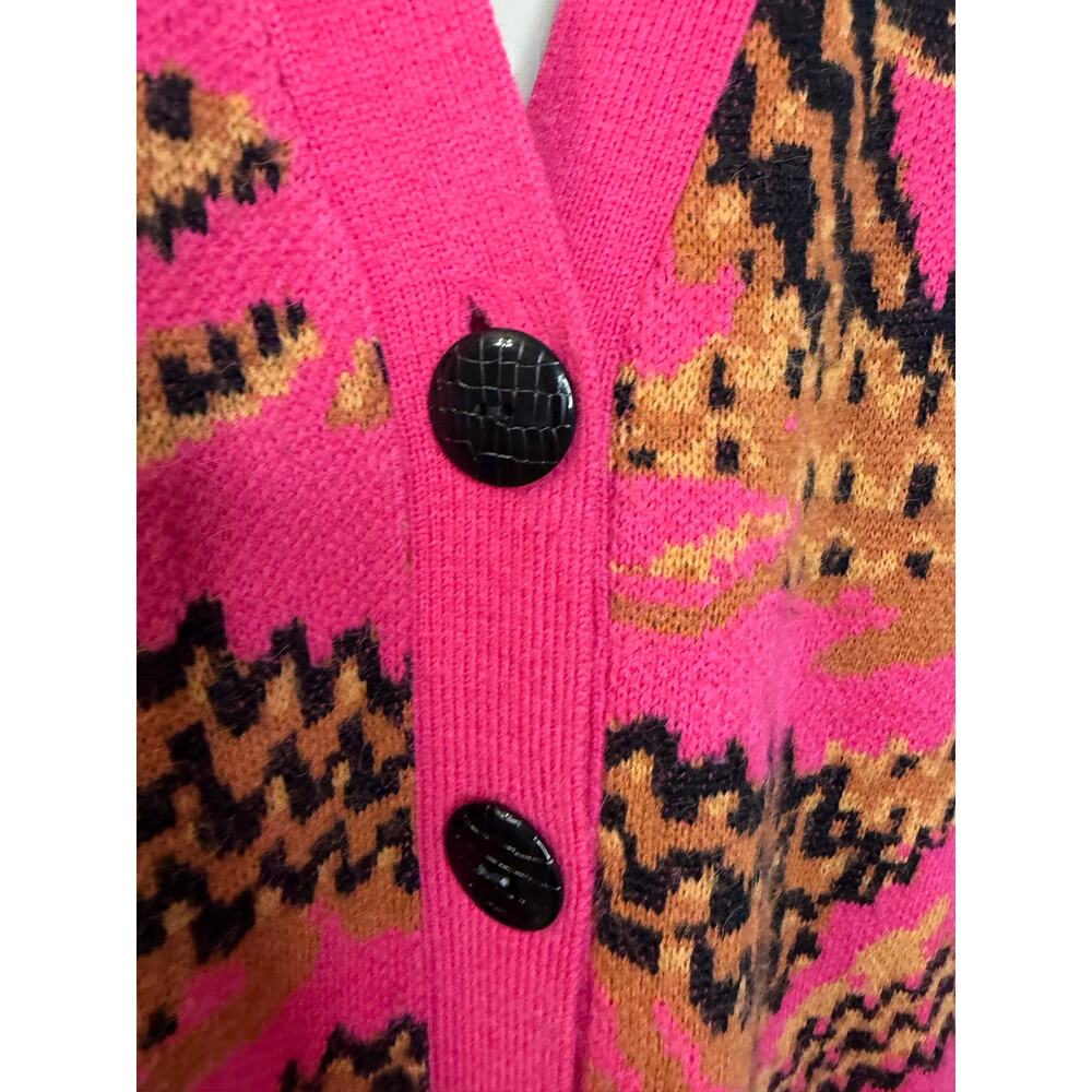 FARM Rio Croco Pink Knit Cardigan Sweater Oversized Multi Women's S - Picture 7 of 12